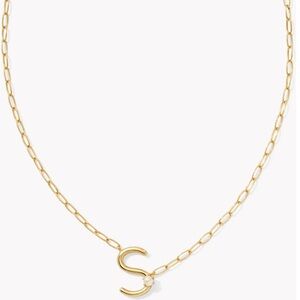 Kendra Scott Pearl Gold Letter S Short Pendant Necklace